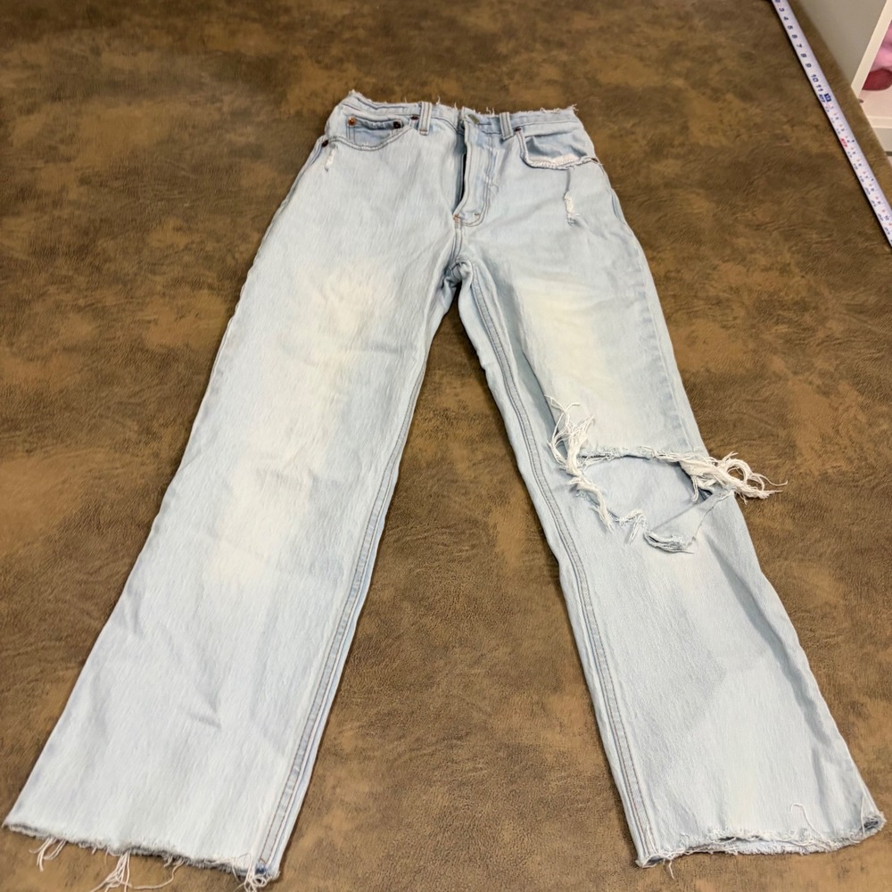 Abercrombie & Fitch 90s Straight Jeans Womens 25 0s Light Wash Distressed HR